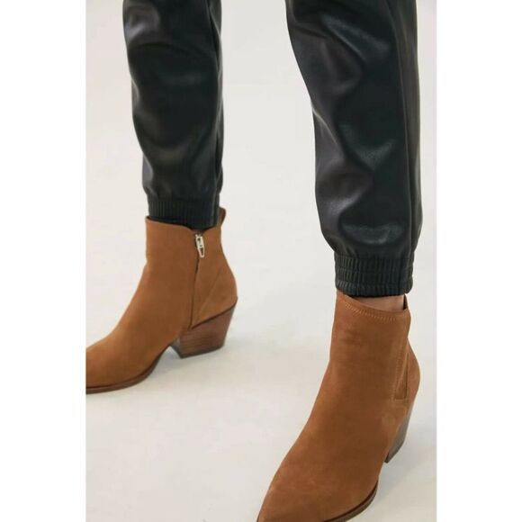 NWT Avec Les Filles Anthropologie Black Vegan Faux Leather Jogger Pants Size XS - Picture 2 of 13